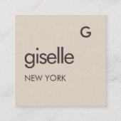 モチャブラウンモノグラムQRコードミニマリスト スクエア名刺 (正面)