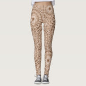 モチャブラウン幾何学曼荼羅の模様 レギンス (正面)