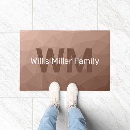 モチャブラウン幾何学的メッシュパターンモノグラム ドアマット