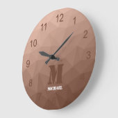 モチャブラウン幾何学的メッシュパターンモノグラム ラージ壁時計 (傾斜)