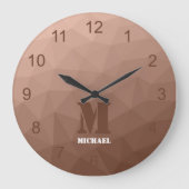 モチャブラウン幾何学的メッシュパターンモノグラム ラージ壁時計 (正面)