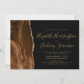 モチャブラウン金ゴールドアゲートダーク結婚式招待状 招待状 (正面)