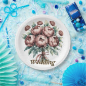 モチャブラウン開花結婚ズ ペーパープレート (パーティー)