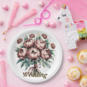 モチャブラウン開花結婚ズ ペーパープレート (パーティー)