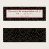 モチャブラウン&クラレットレッドダマスクウェディングメッセージカード (正面&裏面)