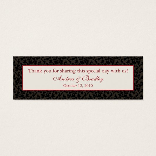 モチャブラウン&クラレットレッドダマスクウェディングメッセージカード (正面)