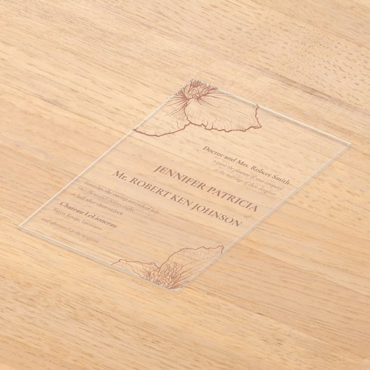 モチャムスクレマチスボタニカルフォーマル結婚ズ アクリル招待状 (レイダウン)