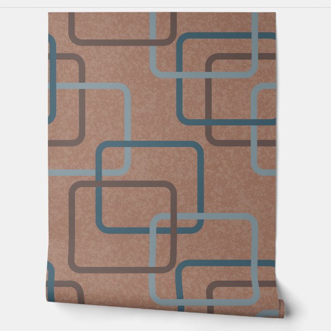 モチャムースティール（緑がかった色）レトロ幾何学二乗 壁紙 (ほどく)