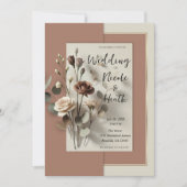 モチャムースモダンボタニカル結婚フローラ 招待状 (正面)