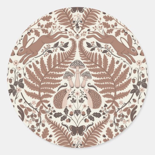 モチャムース森林/森林動物と植物 ラウンドシール (正面)