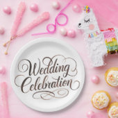 モチャムース水の色結婚のタイポグラフィ ペーパープレート (パーティー)