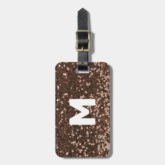 モチャモノグラムグリッタールックパーソナライズされたー ラゲッジタグ (正面縦)