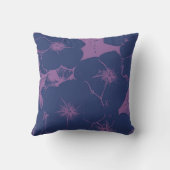 モチーフの青い藤色の花柄 クッション (裏面)