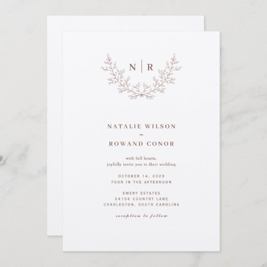 モチーフエレガント結婚式招待状 招待状 (正面/裏面)