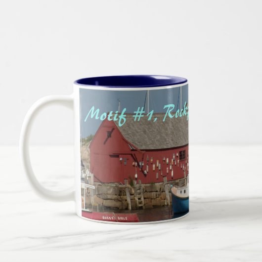 モチーフ#1の青いボートのマグ ツートーンマグカップ (左)