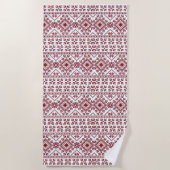 モチ伝統的ーフ、ルーマニ伝統的アモチーフT-S ビーチタオル (正面)