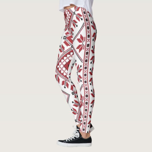 モチ伝統的ーフ、ルーマニ伝統的アモチーフT-S レギンス (左)