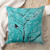 モッキンバードインツリーブランチターコイズ装飾用クッション クッション (ブランケット)