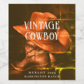モックアップヴィンテージカウボーイウェスタン素朴ワインラベル ワインラベル (シングルラベル)