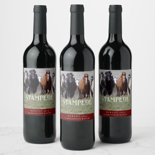 モックアップヴィンテージスタンピードウェスタンカスタムワインのラベル ワインラベル (ボトル)