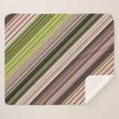 モッシーなバークブラウンとグリーンストライプ シェルパブランケット (正面(横))