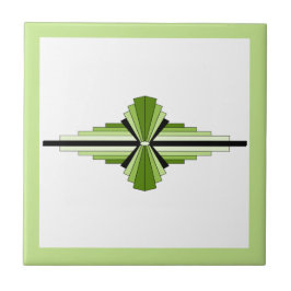 モッシーな緑のアートデコ要素 タイル