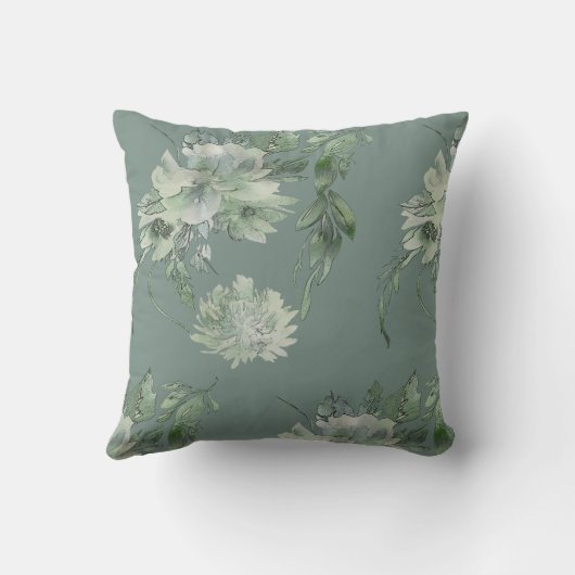 モッシーグリーンフローラコンテンポラリーミスティーク16x16 クッション (裏面)