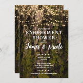 モッシーツリーウッドシーフォレストスパークルライト婚約 招待状 (正面/裏面)