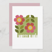 モッシーブルーム - 現代の花の招待状カード シーズンカード (正面/裏面)