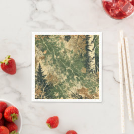 モッシー秋の森のインク動揺してのデコパージュ スタンダードカクテルナプキン