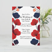 モッズスタイルの黒赤のポピー結婚式招待状 招待状 (スタンド正面)