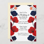 モッズスタイルの黒赤のポピー結婚式招待状 招待状 (正面/裏面)