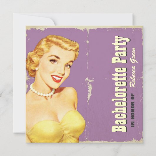 モッズパターン レトロ ピンアップ お嬢さん会 招待状 (正面)