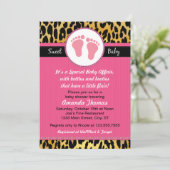 モッズピンクヒョウ柄ベビーシャワー招待状 招待状 (スタンド正面)