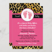 モッズピンクヒョウ柄ベビーシャワー招待状 招待状 (正面/裏面)