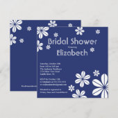 モッズ フラワーズ ブライダル シャワー 招待状 ネイビーブルー (正面/裏面)