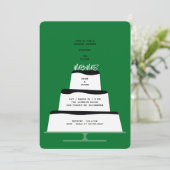 モッズ ブラック アイスド ウェディング ケーキ カップルズ シャワー 招待状 (スタンド正面)