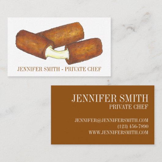 モッツァレラチーズスティックジャンクフード料理シェフ 名刺 (正面/裏面)