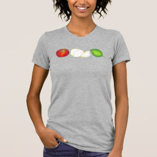 モッツァレラトマトバジルイタリイタリアンアルフードカプレーゼ Tシャツ