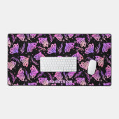 モッツパープルブラック神秘的なパターン名前をカスタムする デスクマット (キーボード&マウス)