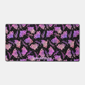 モッツパープルブラック神秘的なパターン名前をカスタムする デスクマット (正面)