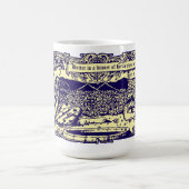 モットバナー付きフラワーガーデンの天使とウサギ コーヒーマグカップ (中央)