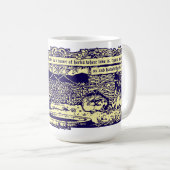 モットバナー付きフラワーガーデンの天使とウサギ コーヒーマグカップ (正面右)