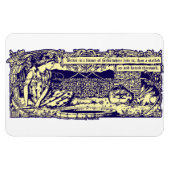 モットバナー付きフラワーガーデンの天使とウサギ マグネット (横)