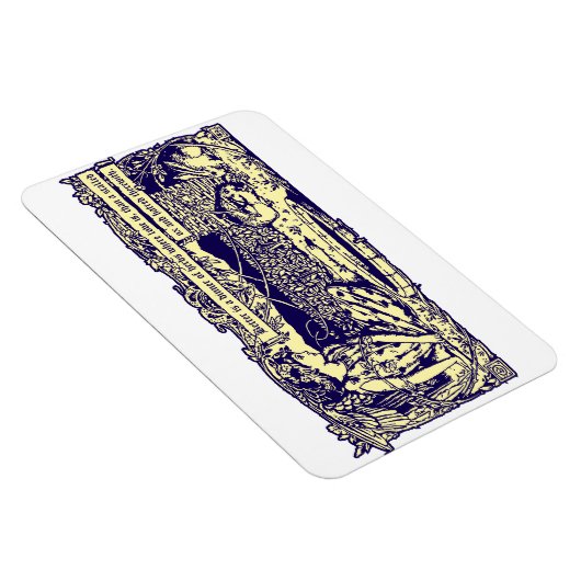 モットバナー付きフラワーガーデンの天使とウサギ マグネット (右側)