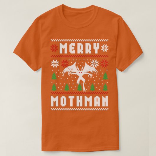 モットマン醜いクリスマスセーターメリーモットマン Tシャツ (デザイン正面)