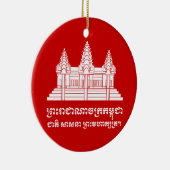 モットーのアンコール・ワットのカンボジア語/クメール王国の旗 セラミックオーナメント (右)
