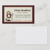 モップの女中の名刺を持つかわいい女の子 名刺 (正面/裏面)