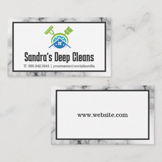 モップほうきクリーナーサプライのホームロゴ 名刺 (正面/裏面)