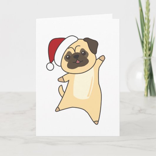 モップスクリスマススノーウィンターアニマルドッグ カード (正面)